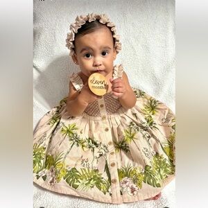 Tommy Bahama Linen Blend Tropical‎ Rainforest Toucan Parrot Bird Dress Neutral